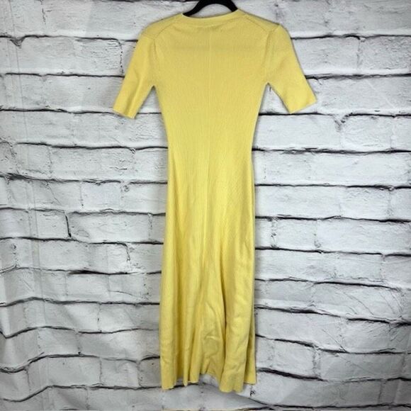 Hatch Maternity Yellow Ribbed Knit Midi Dress Size S Short Sleeve - Picture 5 of 7
